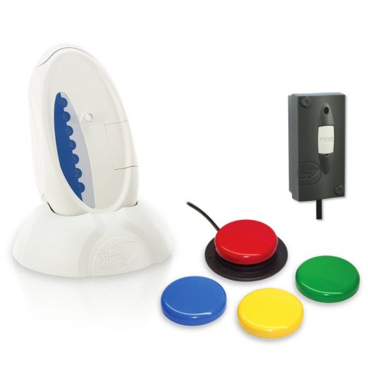 Care Call Pack 13 comprises a SignWave Portable sound and flash receiver, CCM4A Mini Monitor and a Jelly Bean twist switch